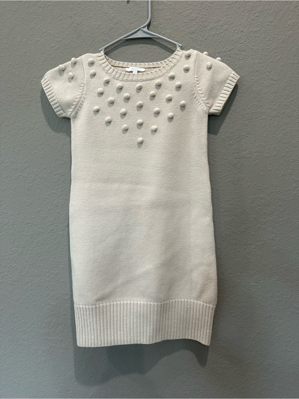 Jacadi Paris Girls Knit Wool Blend Dress With Pom Pom Detail Sz 10 Yrs 140cm